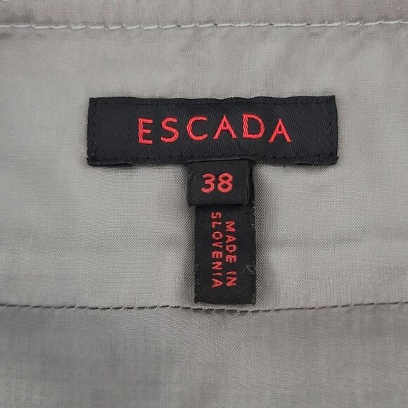 Escada New Wool Silk Blend Gray Tweed Sleeveless‎ Pleated Bodice Sheath Dress 38 - Picture 9 of 11